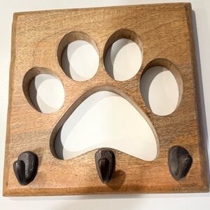 Wooden Paw Print Wall Hook